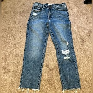 Kensie Blue Distressed Straight Leg Jeans